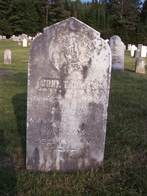 John Thomas's final resting place, Union Cemetery, Vermontville