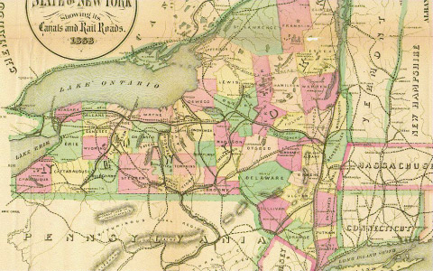 State of New York with Canals and Rail Roads, 1868